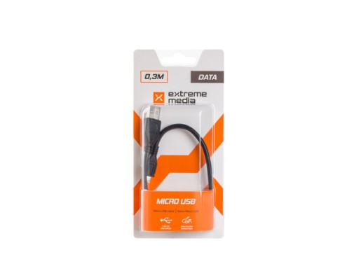 USB MICRO(M)->USB-A(M) 2.0 CABLE 0.3M BLACK