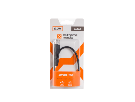 USB MICRO(M)->USB-A(M) 2.0 CABLE 0.3M BLACK