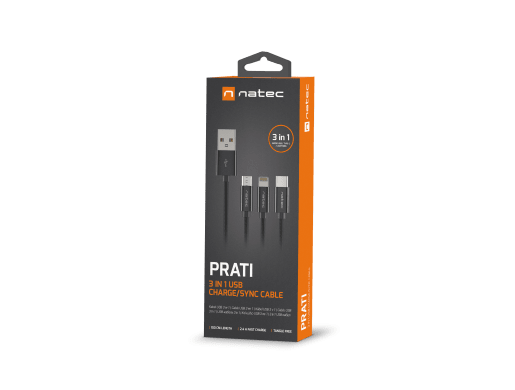 PRATI USB MICRO(M)+LIGHTNING(M)+USB-C(M) 3IN1 CABLE