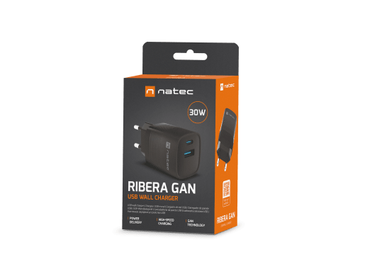RIBERA GAN 1X USB-A + 1X USB-C 30W