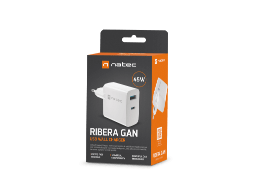 RIBERA GAN 1X USB-A + 1X USB-C 45W