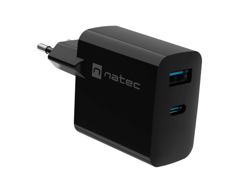 RIBERA GAN 1X USB-A + 1X USB-C 65W BLACK