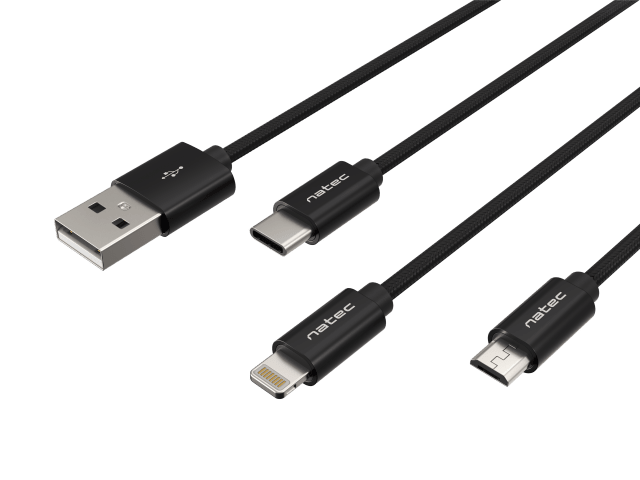 PRATI USB MICRO(M)+LIGHTNING(M)+USB-C(M) 3IN1 CABLE