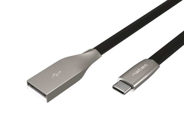 PRATI USB-C(M)->USB-A(M) 2.0 CABLE 1M BLACK METAL NATEC PRATI