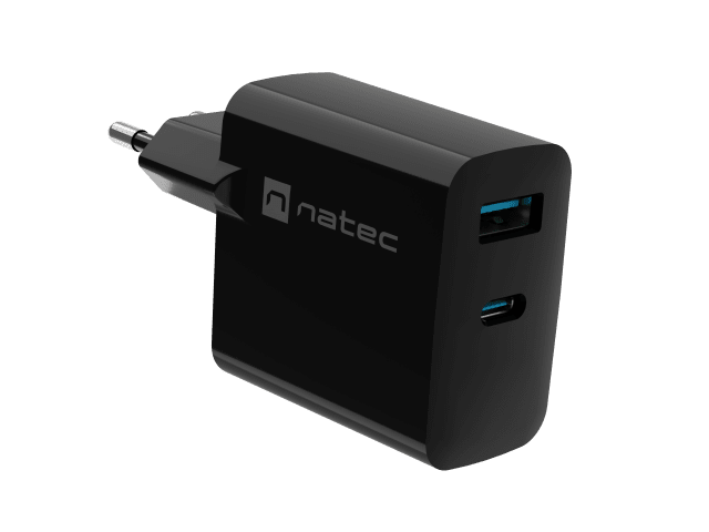 RIBERA GAN 1X USB-A + 1X USB-C 65W BLACK